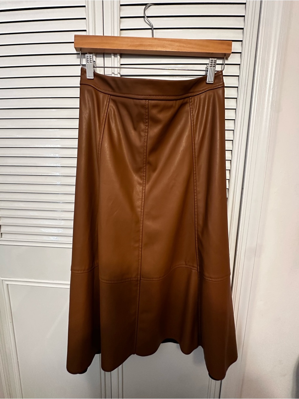 Banana Republic Factory Faux Leather A-Line Skirt in Cognac
